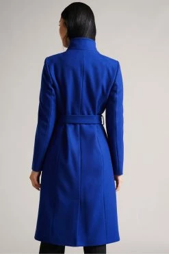 Ted Baker Blue Rose Midi Wool Wrap Coat With Shoulder Panels -TED BAKER Sales Store unnamed file 4773