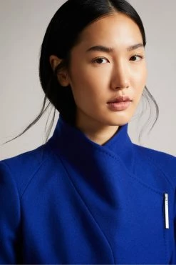 Ted Baker Blue Rose Midi Wool Wrap Coat With Shoulder Panels -TED BAKER Sales Store unnamed file 4774