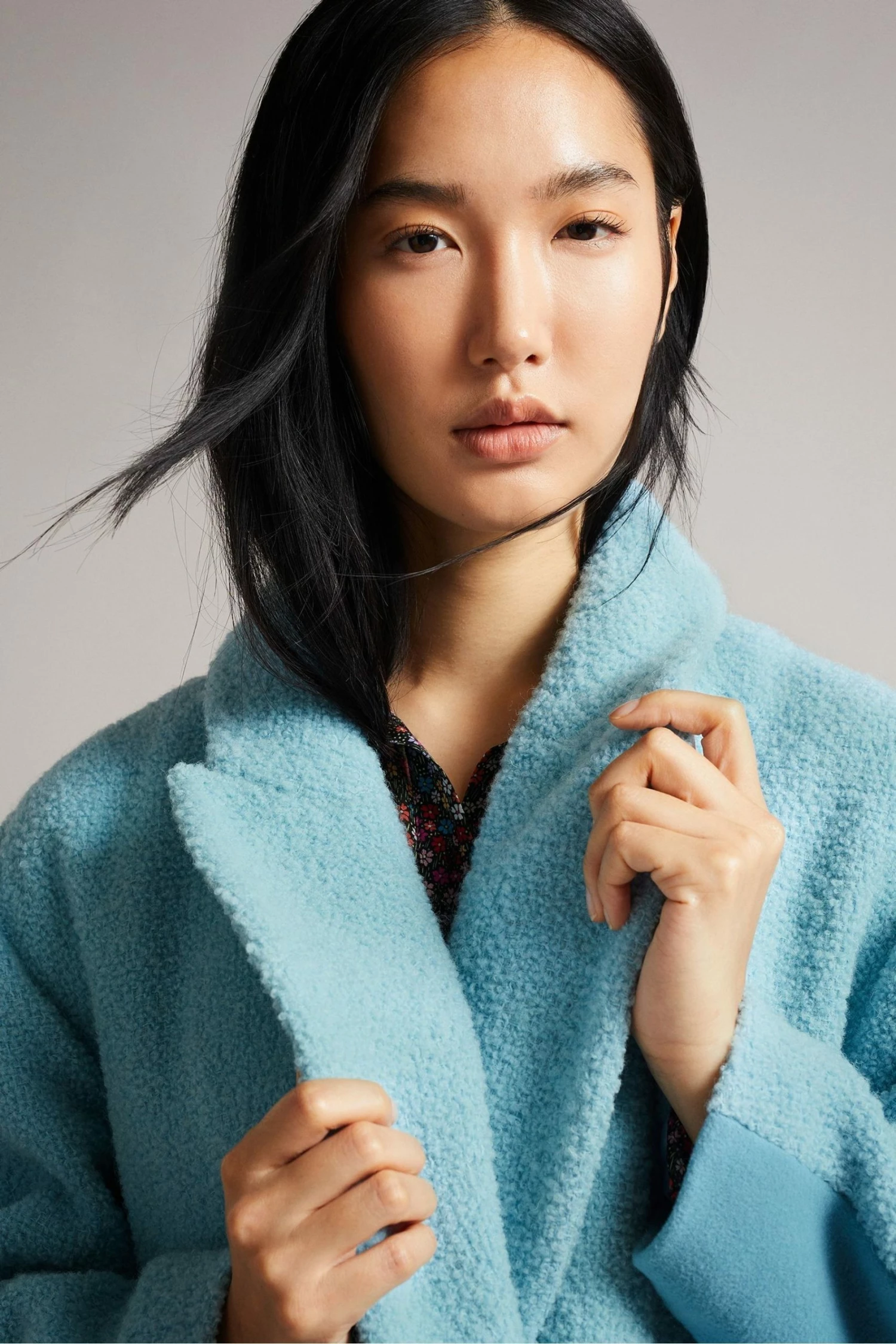 Ted Baker Blue Jjoelle Fabric Blocked Oversized Crombie Coat 6 Ted Baker Blue Jjoelle Fabric Blocked Oversized Crombie Coat - Image 4