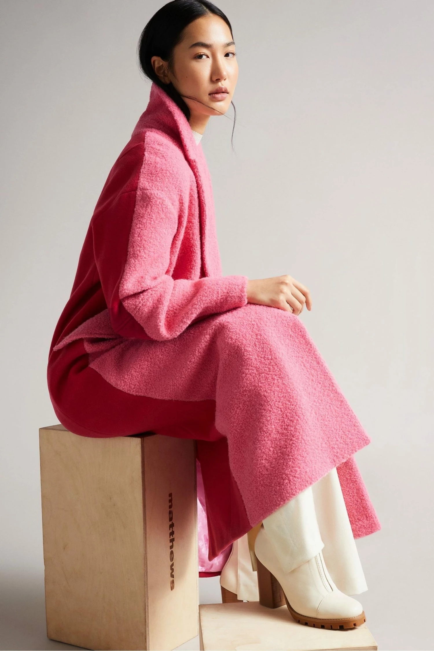 Ted Baker Oversized Deep-Pink Jjoelle Fabric Blocked Crombie Coat 8 Ted Baker Oversized Deep-Pink Jjoelle Fabric Blocked Crombie Coat - Image 6