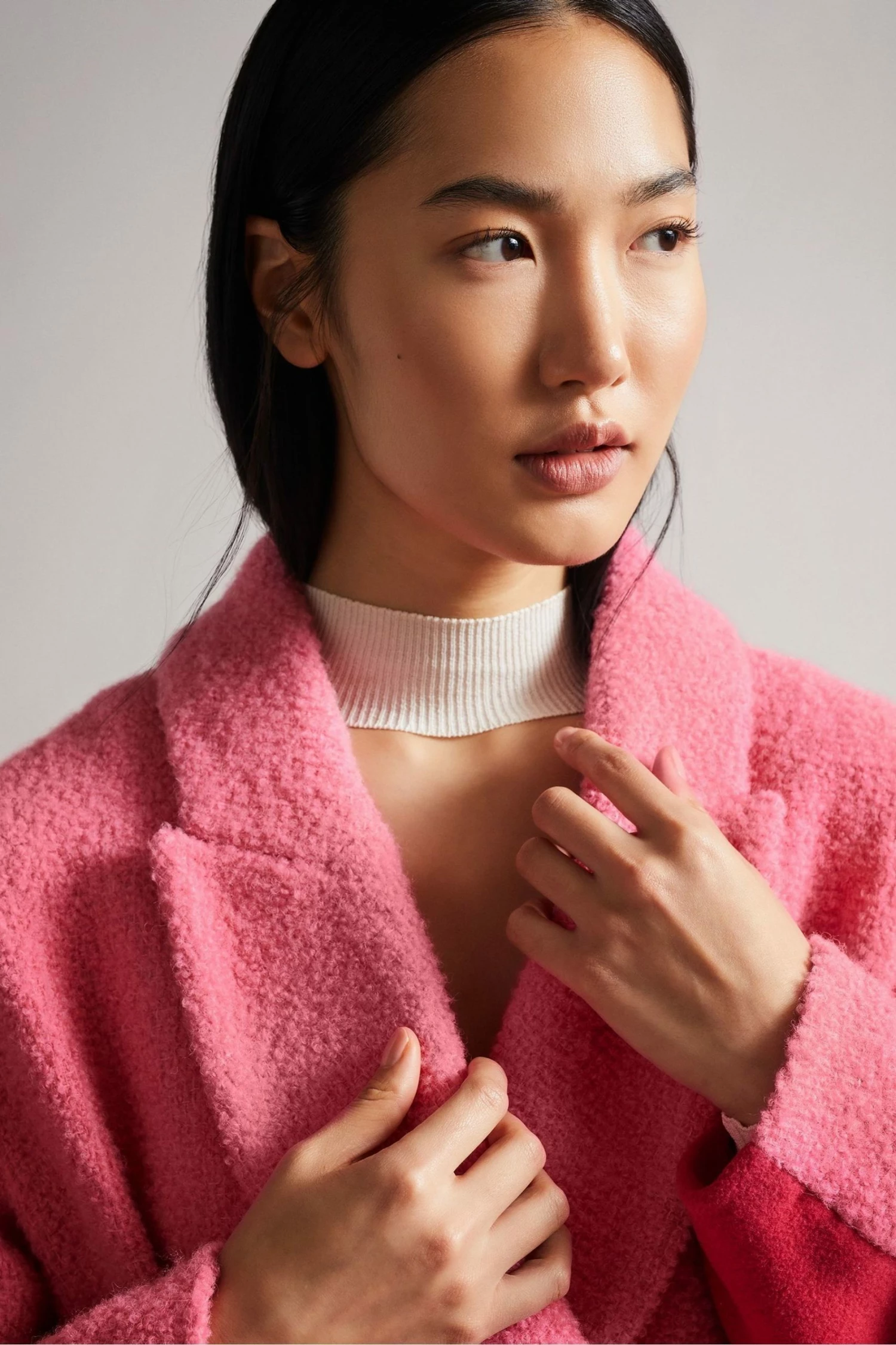 Ted Baker Oversized Deep-Pink Jjoelle Fabric Blocked Crombie Coat 9 Ted Baker Oversized Deep-Pink Jjoelle Fabric Blocked Crombie Coat - Image 7