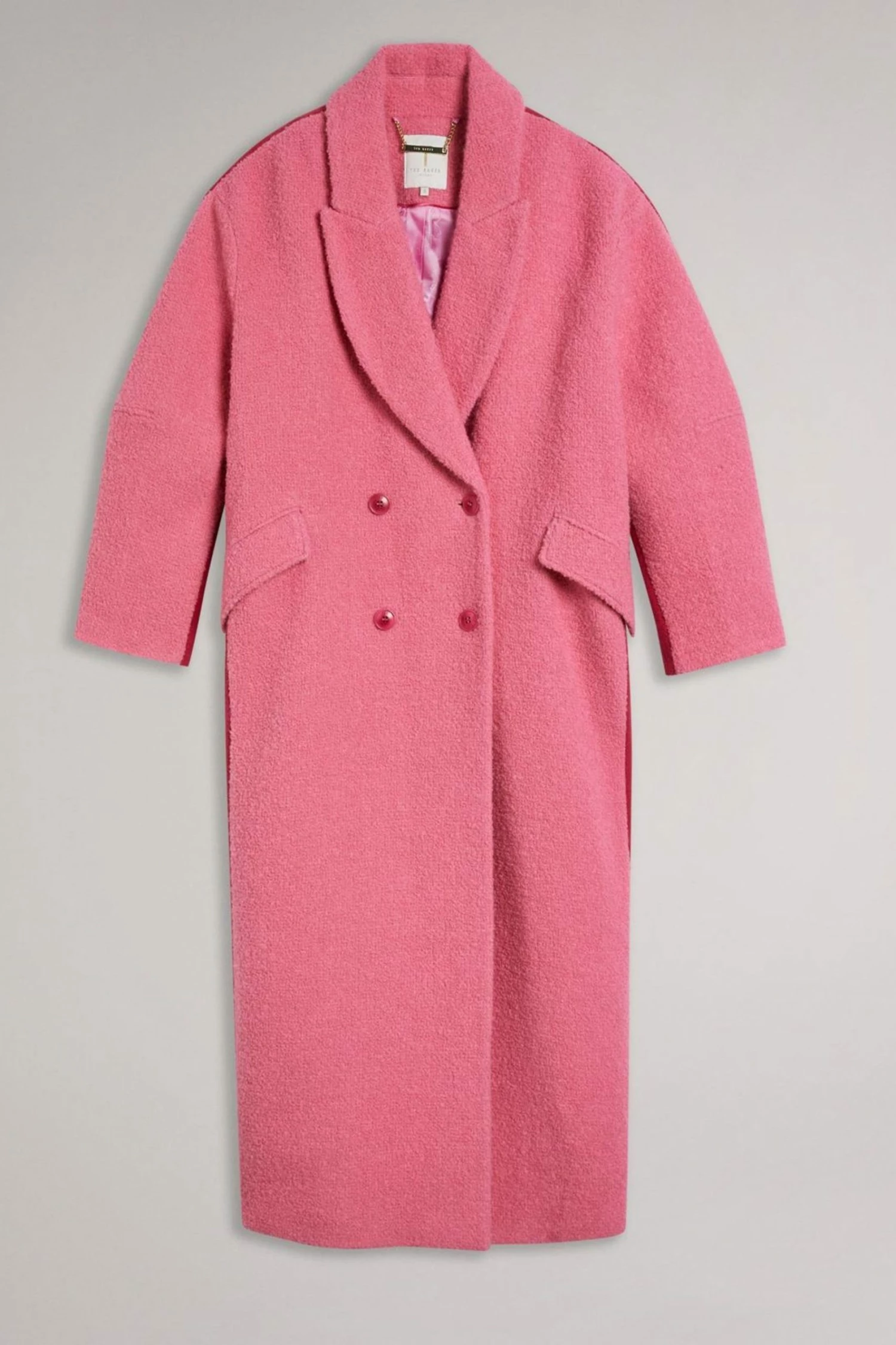 Ted Baker Oversized Deep-Pink Jjoelle Fabric Blocked Crombie Coat 11 Ted Baker Oversized Deep-Pink Jjoelle Fabric Blocked Crombie Coat - Image 9