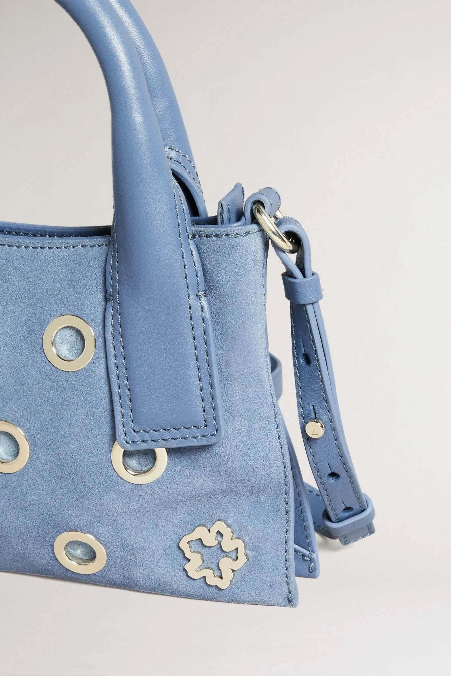 Ted Baker Sky-Blue Mayzii Eyelet Detail Mini Grab Tote Bag 5 Ted Baker Sky-Blue Mayzii Eyelet Detail Mini Grab Tote Bag - Image 3