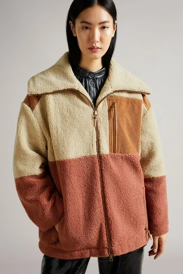 Ted Baker Cream/Pink Colourblock Borj Coat 8 Ted Baker Cream/Pink Colourblock Borj Coat - Image 6