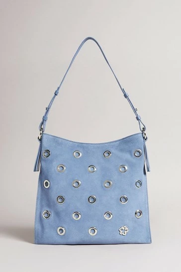 Ted Baker Sky-Blue Mayaah Eyelet Detail Hobo Bag 7 Ted Baker Sky-Blue Mayaah Eyelet Detail Hobo Bag - Image 5