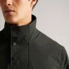 Ted Baker Mens Green Dafen Khaki Checked Overhead Funnel Neck Coat -TED BAKER Sales Store unnamed file 4904