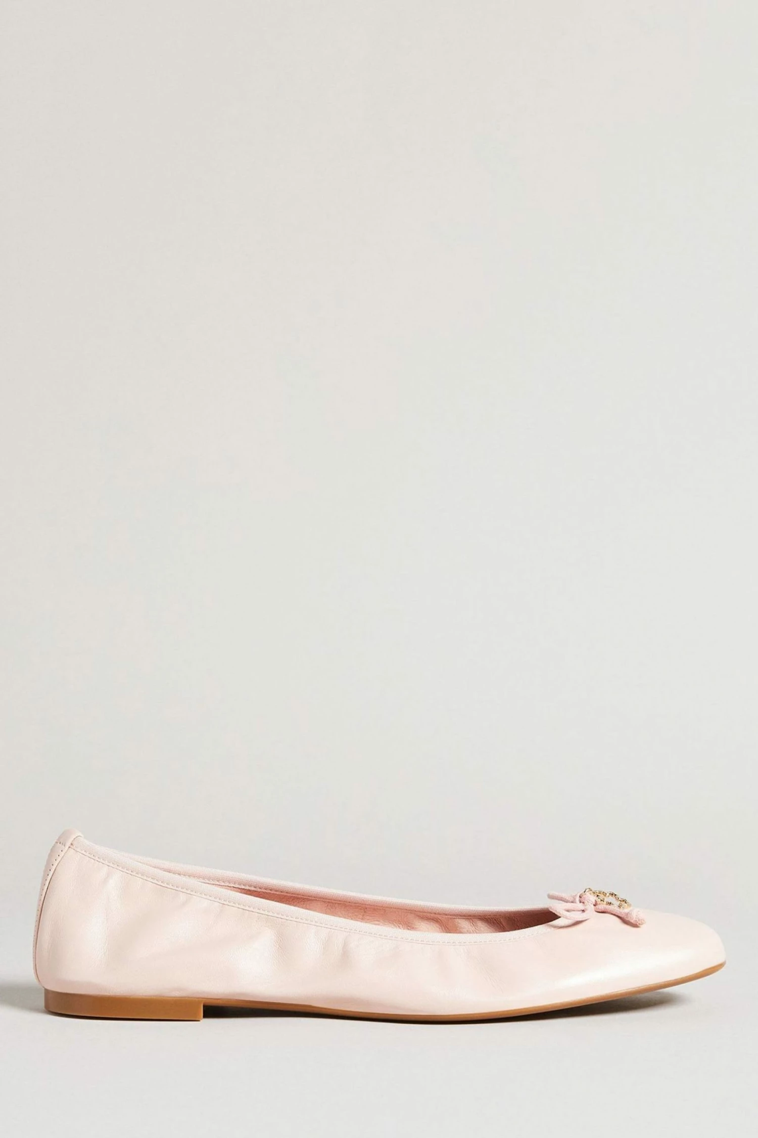 Ted Baker Baylay Dusky-Pink Leather Bow Ballet Pump Shoes 3 Ted Baker Baylay Dusky-Pink Leather Bow Ballet Pump Shoes