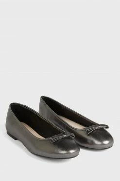 Ted Baker Noraih Grey Metallic Leather Bow Ballerina Shoes -TED BAKER Sales Store unnamed file 4962