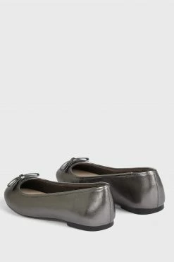 Ted Baker Noraih Grey Metallic Leather Bow Ballerina Shoes -TED BAKER Sales Store unnamed file 4963