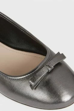 Ted Baker Noraih Grey Metallic Leather Bow Ballerina Shoes -TED BAKER Sales Store unnamed file 4964