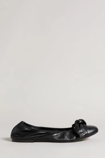 Ted Baker Brielly Black Leather Oversized Bow Ballet Pump Shoes 7 Ted Baker Brielly Black Leather Oversized Bow Ballet Pump Shoes - Image 5