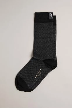 Ted Baker Grey Tedtext Semi Plain Socks -TED BAKER Sales Store unnamed file 5057