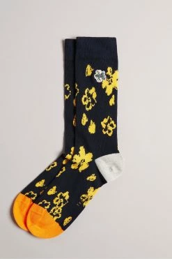 Ted Baker Mens Blue Flowtwo Flower Pattern Socks -TED BAKER Sales Store unnamed file 5061