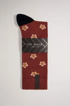 Ted Baker Red Geometric Flower Pattern Socks -TED BAKER Sales Store unnamed file 5083