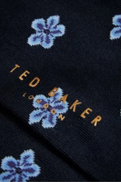 Ted Baker Navy Blue Geometric Flower Pattern Socks -TED BAKER Sales Store unnamed file 5118