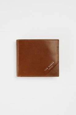 Ted Baker Prug Embossed Corner Leather Bifold Wallet With Coin Black