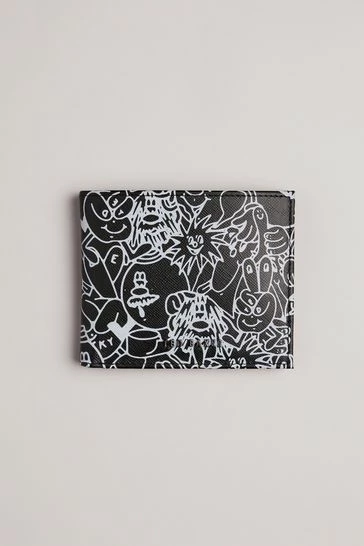 Ted Baker Stans Black Scribble Leather Bifold 7 Ted Baker Stans Black Scribble Leather Bifold - Image 5