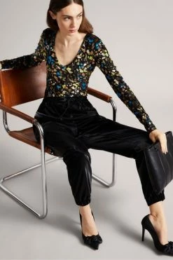 Ted Baker Black Pu Satin Relaxed Joggers -TED BAKER Sales Store unnamed file 5294