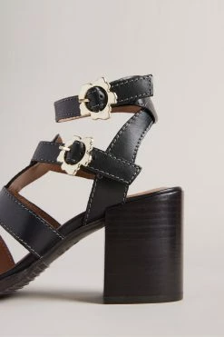 Ted Baker Tabaria Black Strappy Block Heeled Leather Sandals -TED BAKER Sales Store unnamed file 5376