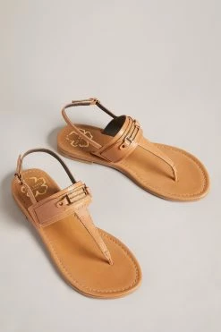Ted Baker Tan Brown Jazmiah Leather Toe Post Flat Sandals -TED BAKER Sales Store unnamed file 5380