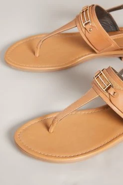 Ted Baker Tan Brown Jazmiah Leather Toe Post Flat Sandals -TED BAKER Sales Store unnamed file 5382
