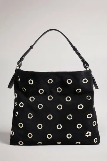 Ted Baker Meida Black Eyelet Detail Swag Bag 8 Ted Baker Meida Black Eyelet Detail Swag Bag - Image 6
