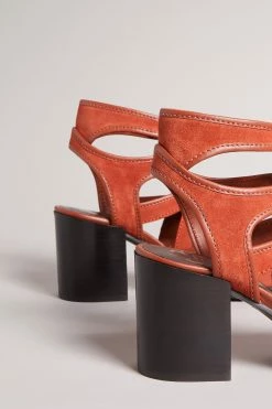 Ted Baker Lyllo Dk-Tan Brown Block Heel Ghillie Sandals -TED BAKER Sales Store unnamed file 5400