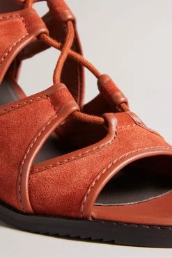 Ted Baker Lyllo Dk-Tan Brown Block Heel Ghillie Sandals -TED BAKER Sales Store unnamed file 5401