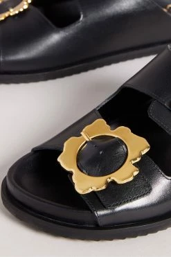 Ted Baker Flolah Black Magnolia Buckle Mule Sliders -TED BAKER Sales Store unnamed file 5407