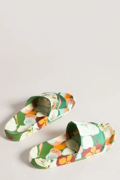 Ted Baker Paulah Emerald Sunburnt Floral Sliders -TED BAKER Sales Store unnamed file 5411