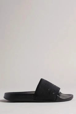 TED BAKER Sales Store 77 Ted Baker Black Magnolia Flower Sliders