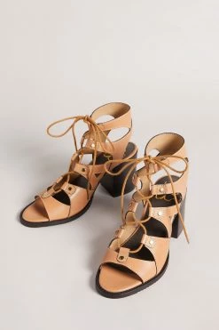 Ted Baker Lylla Light Brown Block Heel Ghillie Sandal -TED BAKER Sales Store unnamed file 5436