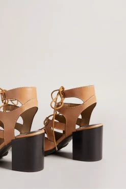 Ted Baker Lylla Light Brown Block Heel Ghillie Sandal -TED BAKER Sales Store unnamed file 5437