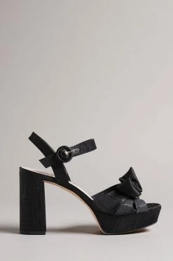 Ted Baker Black Heeled Bow Sandals