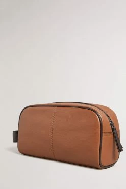 Ted Baker Mens Natural Paty Dk-Ted Branded Leather Washbag -TED BAKER Sales Store unnamed file 5526