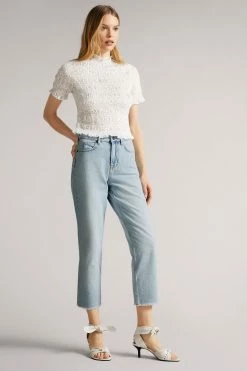 Ted Baker Blue Nellin Light Wash Rigid Straight Denim Jeans