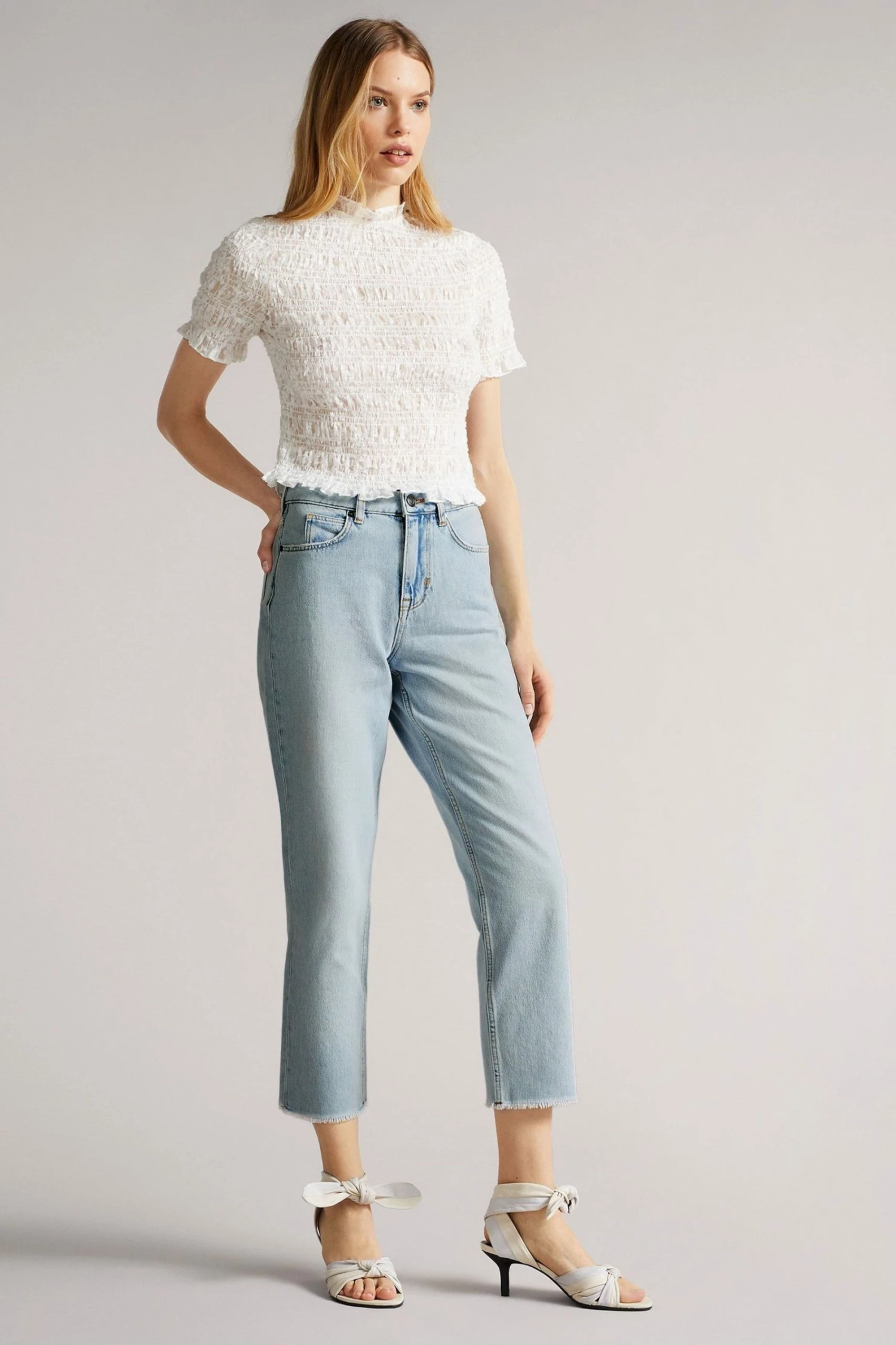 Ted Baker Blue Nellin Light Wash Rigid Straight Denim Jeans 2 Ted Baker Blue Nellin Light Wash Rigid Straight Denim Jeans