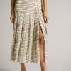 Ted Baker Brown Zebra Camel Dropped Waist Pleated Midi Skirt -TED BAKER Sales Store unnamed file 5726