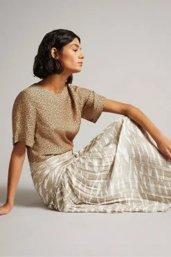 Ted Baker Brown Zebra Camel Dropped Waist Pleated Midi Skirt 11 Ted Baker Brown Zebra Camel Dropped Waist Pleated Midi Skirt -TED BAKER Sales Store unnamed file 5729