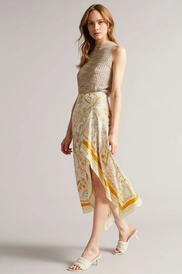 Ted Baker Yellow Rafaele Column Skirt With Curved Asymmetric Panel 8 Ted Baker Yellow Rafaele Column Skirt With Curved Asymmetric Panel - Image 6