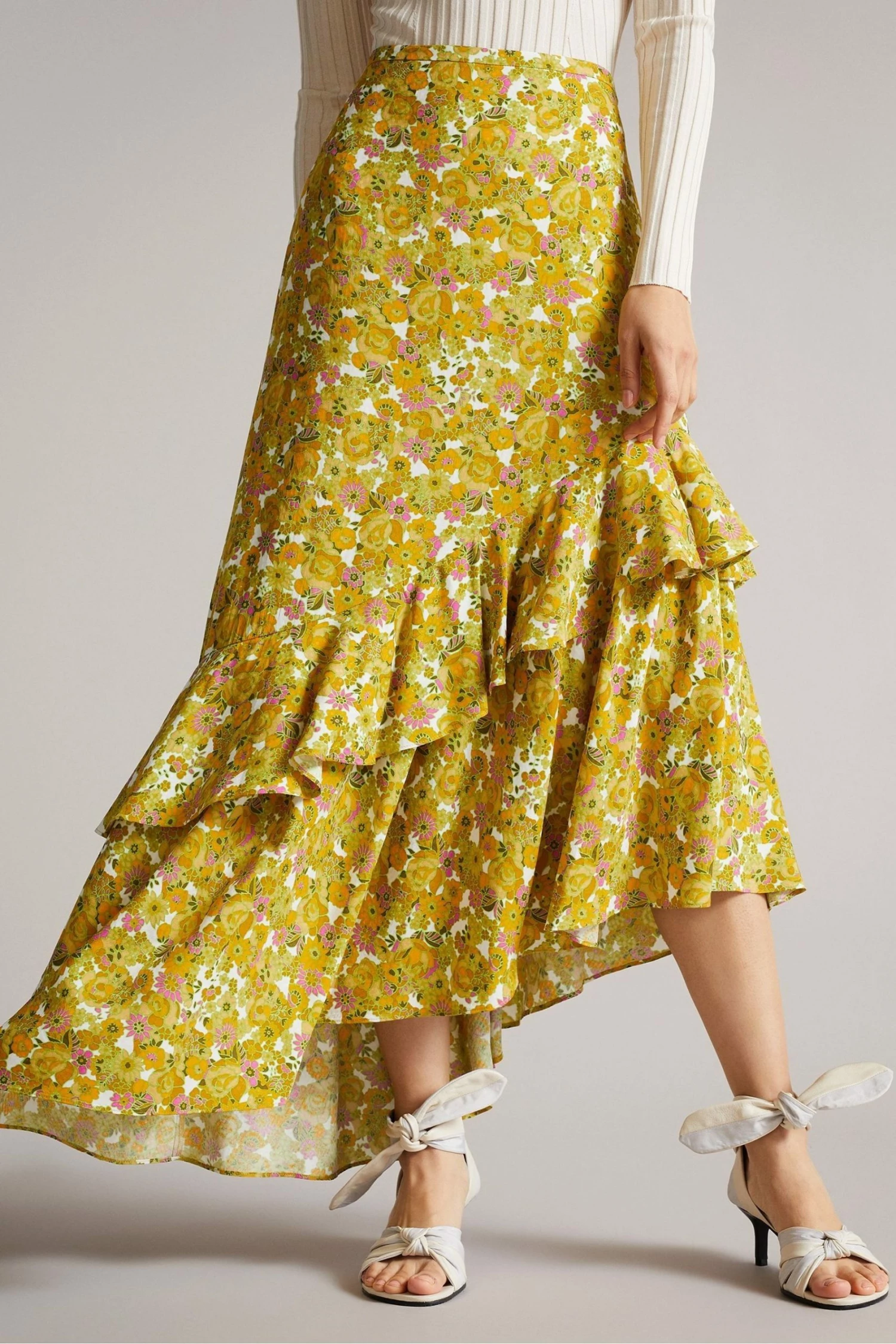 Ted Baker Dk-Orange Odissa Asymmetric Skirt With Tiered Ruffle Hem 4 Ted Baker Dk-Orange Odissa Asymmetric Skirt With Tiered Ruffle Hem - Image 2