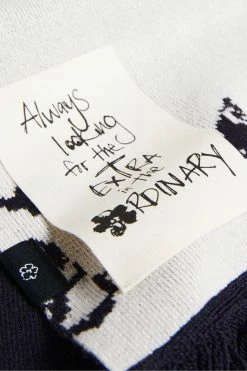 Ted Baker Xeter Navy Blue All-Over Flower Knitted Scarf -TED BAKER Sales Store unnamed file 5858