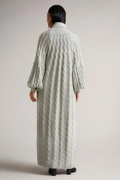 Ted Baker Sallly Mid-Grey Extreme Sleeve Cable Knit Cardigan -TED BAKER Sales Store unnamed file 5910