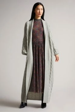 Ted Baker Sallly Mid-Grey Extreme Sleeve Cable Knit Cardigan -TED BAKER Sales Store unnamed file 5914