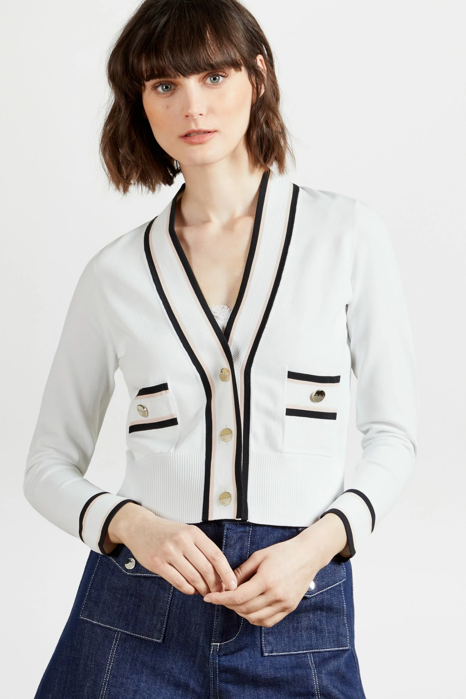 Ted Baker White Flooraa Knitted Cardigan 3 Ted Baker White Flooraa Knitted Cardigan