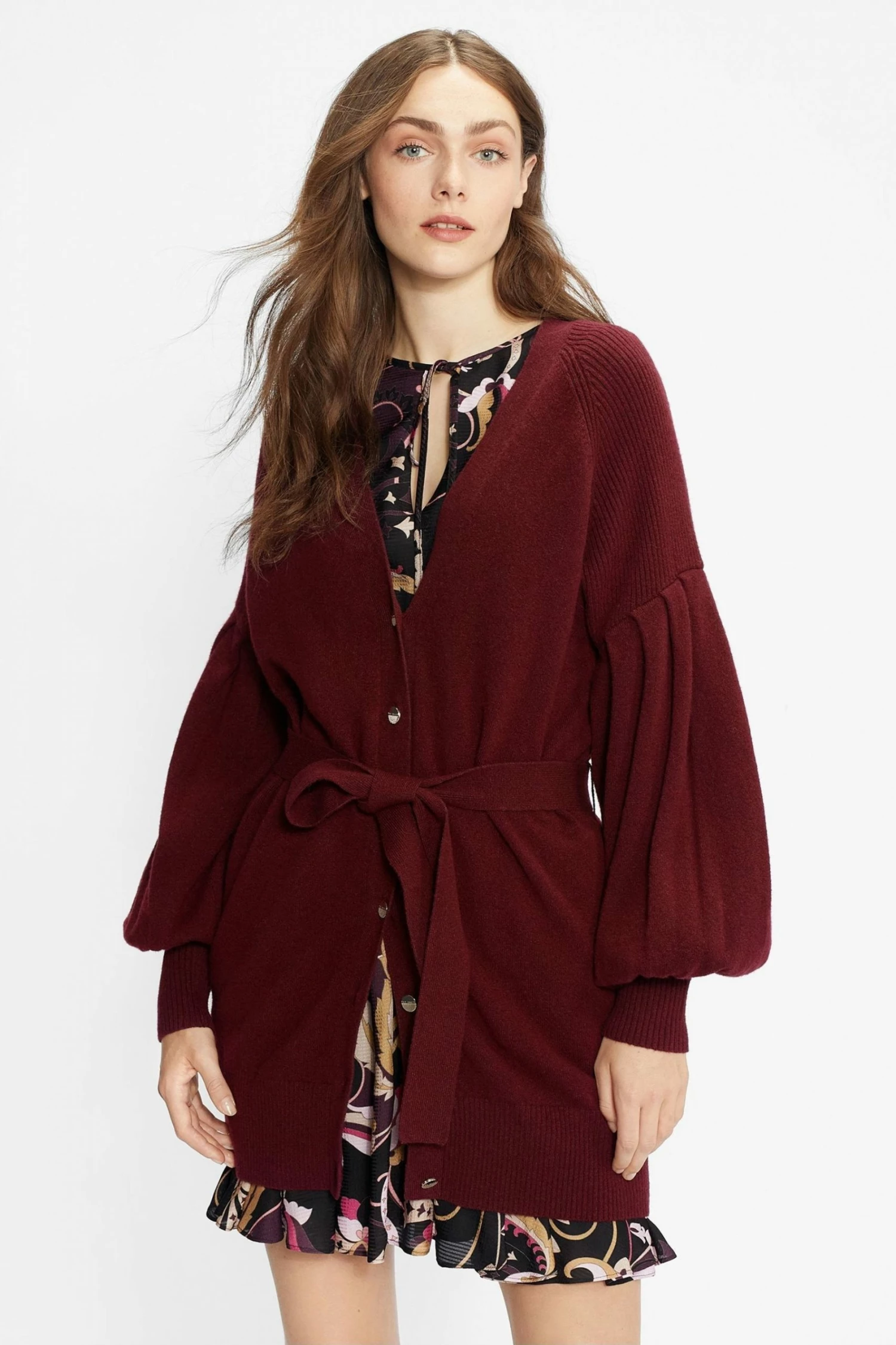 Ted Baker Purple Ttiiaa Pleat Detailed Longline Cardigan 3 Ted Baker Purple Ttiiaa Pleat Detailed Longline Cardigan