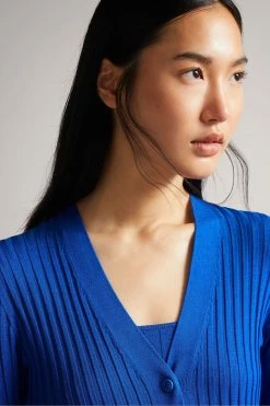 Ted Baker Blue Nardaa Brt-Blue Longline Cardigan -TED BAKER Sales Store unnamed file 5970