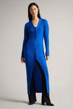 Ted Baker Blue Nardaa Brt-Blue Longline Cardigan -TED BAKER Sales Store unnamed file 5973