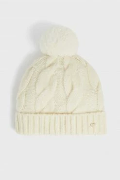 Ted Baker Hannss Chunky Cable Knitted Cream Bobble Hat