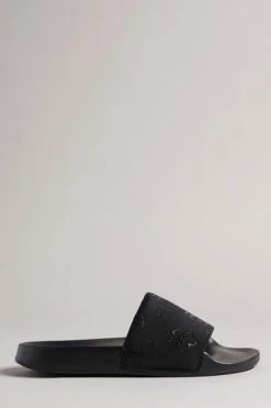 Ted Baker Black Magnolia Flower Sliders -TED BAKER Sales Store unnamed file 6068